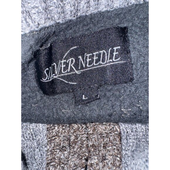 Silver Needle Striped Full-Zip Cardigan Sweater L - Picture 4 of 7